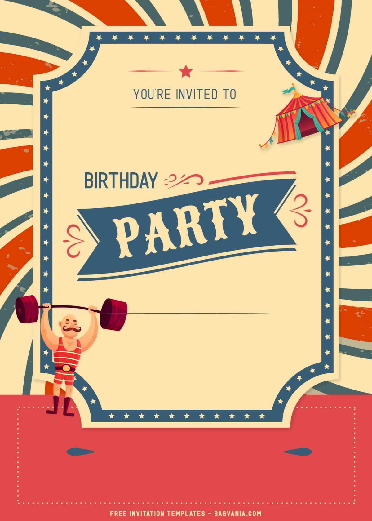 8+ Cute Circus Themed Birthday Invitation Templates with cute strongman
