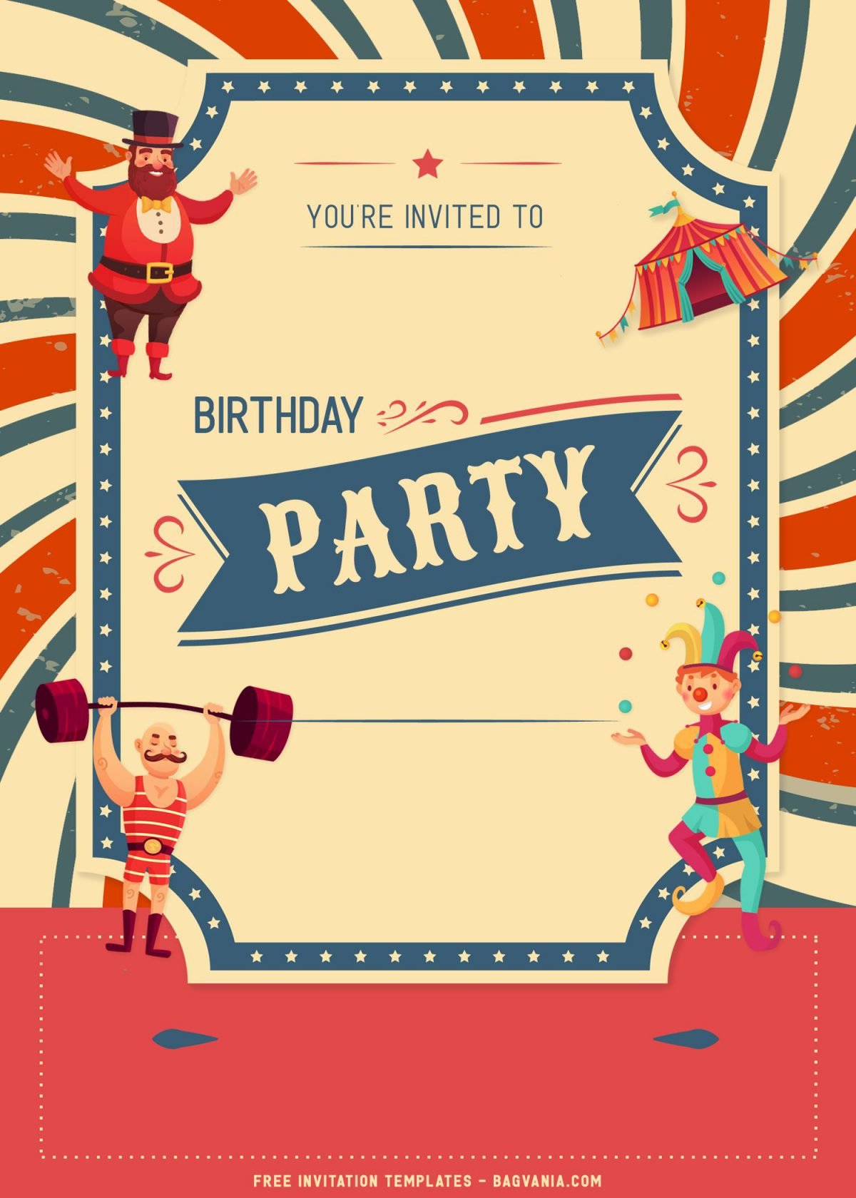 8+ Cute Circus Themed Birthday Invitation Templates with vintage looks