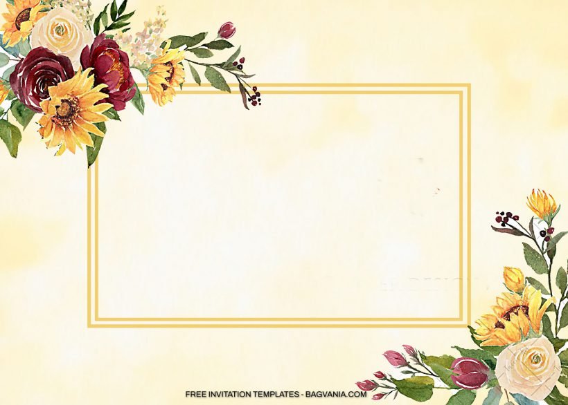 11+ Burgundy Sunflowers Simple Decoration Birthday Invitation Templates 