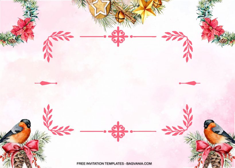 7+ Christmas Decoration Floral With Birds Birthday Invitation Templates 