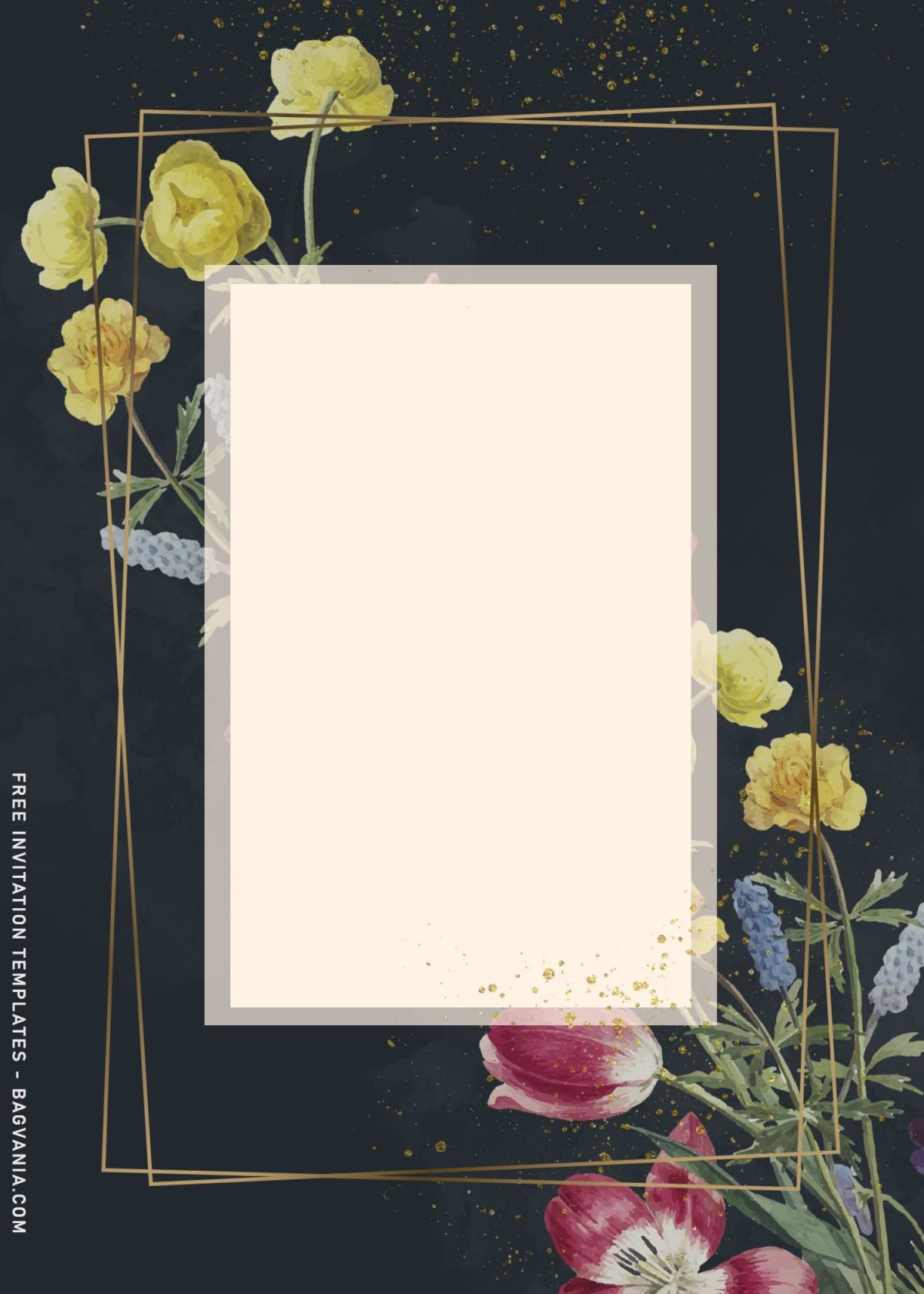 11+ Swoon Worthy Botanical Garden Birthday Invitation Templates with gold geometric frame