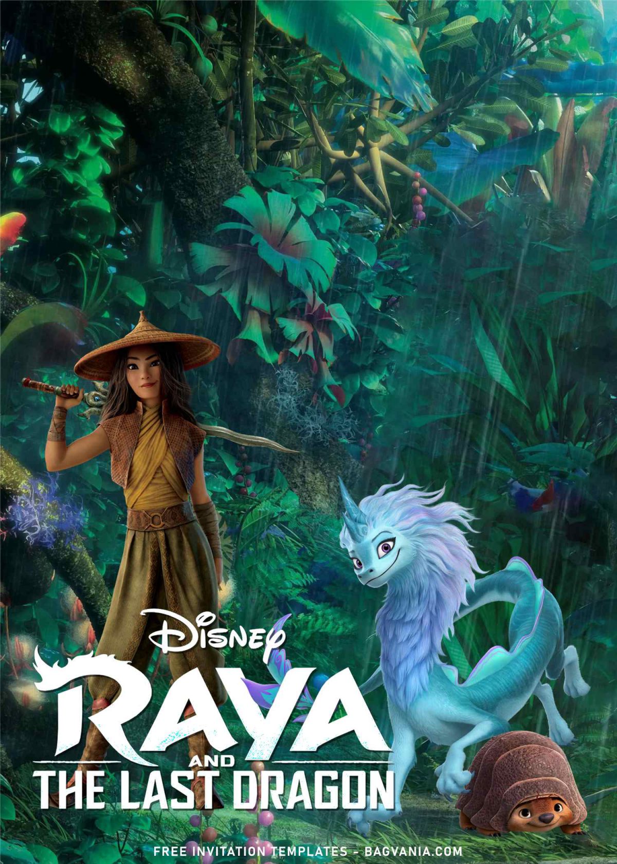 7+ Disney Raya And The Last Dragon Birthday Invitation Templates with Tropical vibe