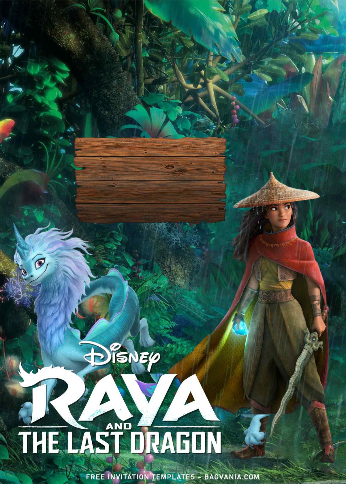 7+ Disney Raya And The Last Dragon Birthday Invitation Templates with beautiful Rain forest background