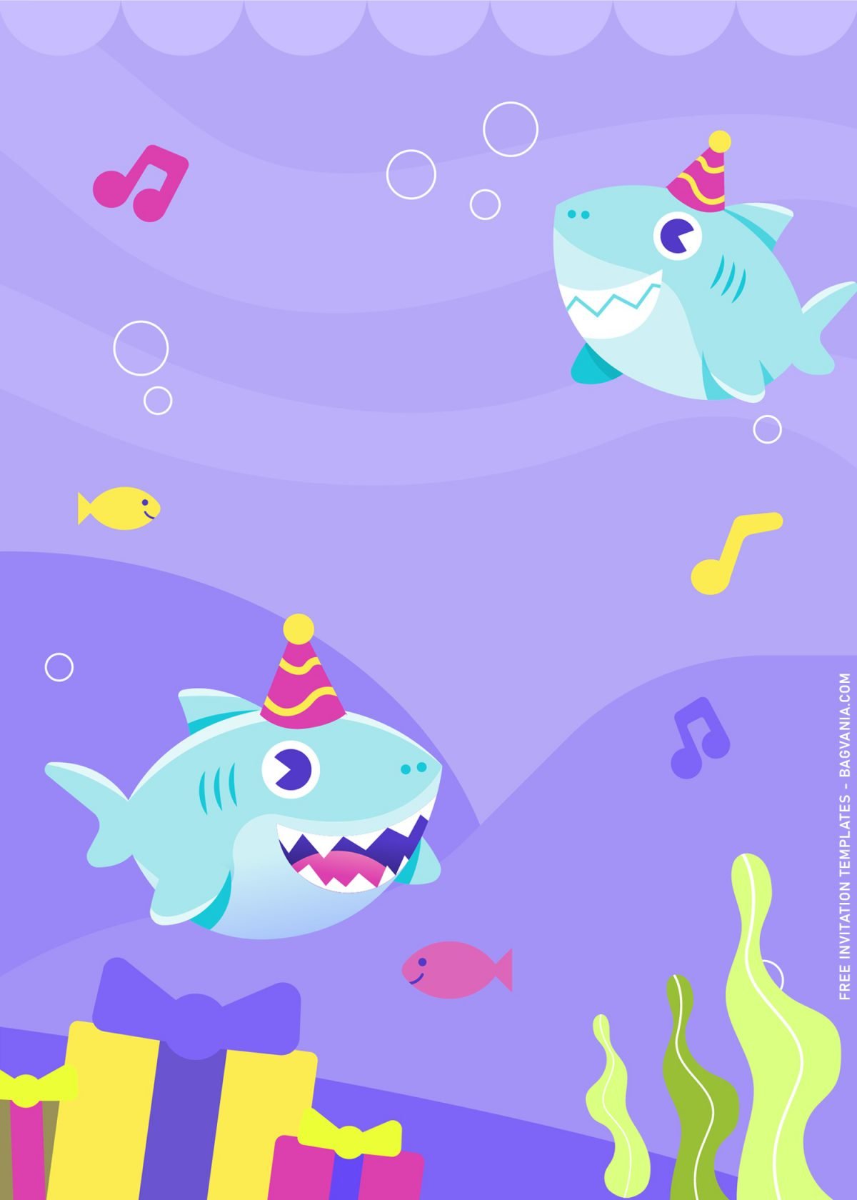7+ Baby Shark Birthday Invitation Templates with under the sea background