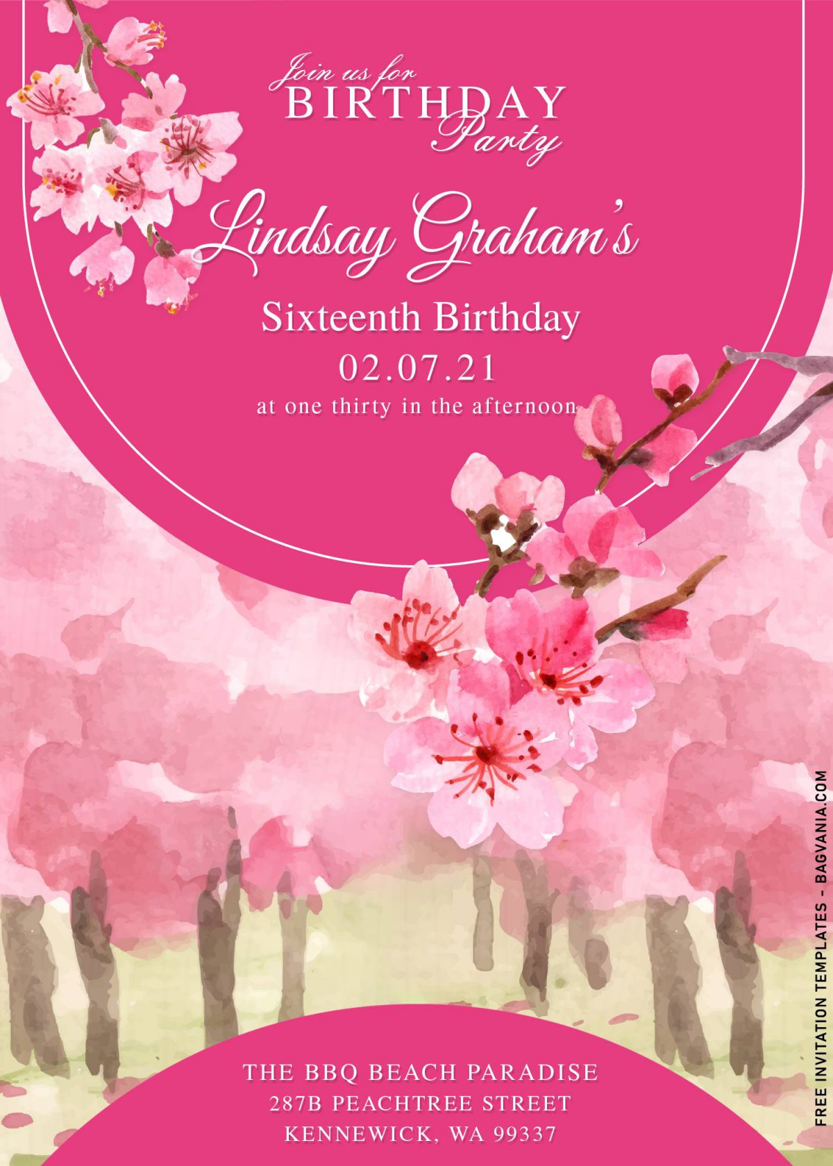 7+ Pristine Watercolor Cherry Blossom Birthday Invitation Templates