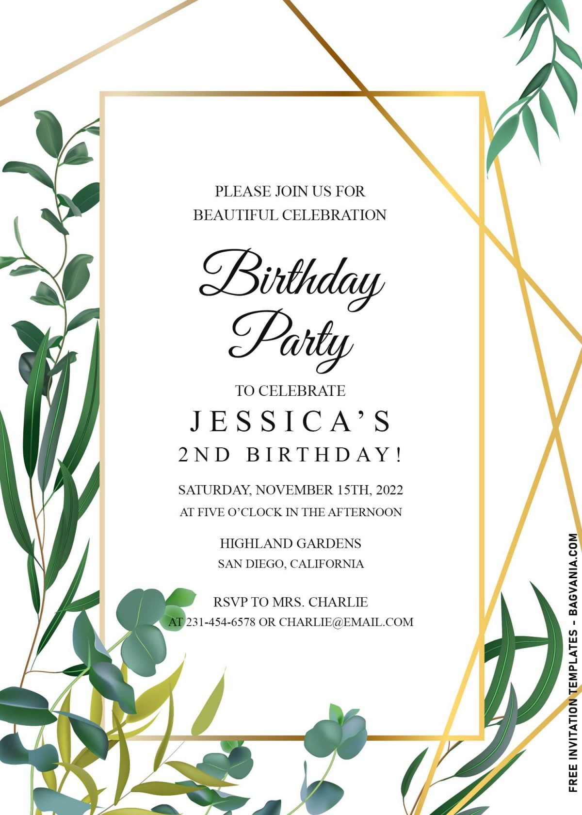 7+ Elegant Geometric Greenery Birthday Invitation Templates