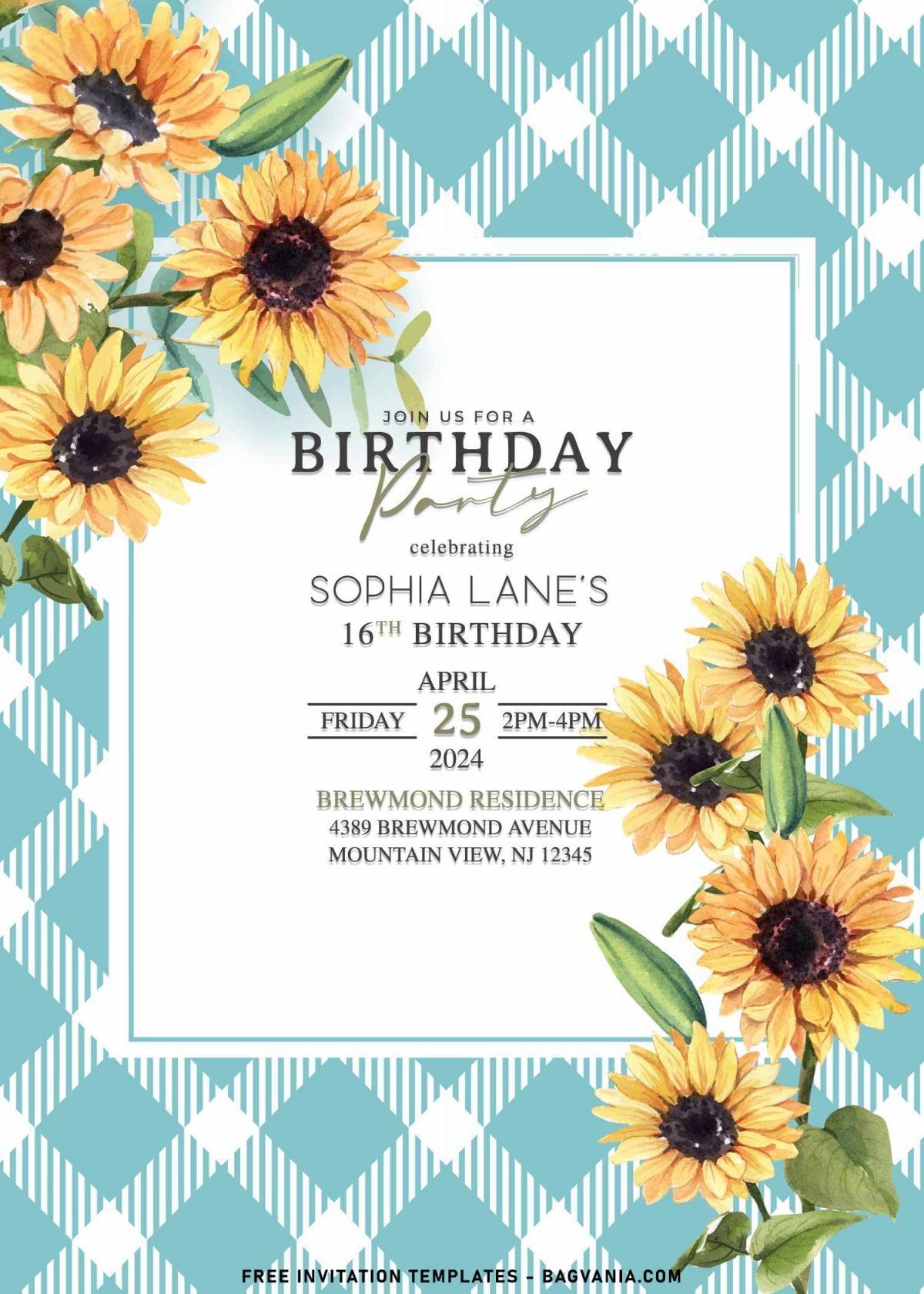 8+ Watercolor Sunflower Birthday Invitation Templates