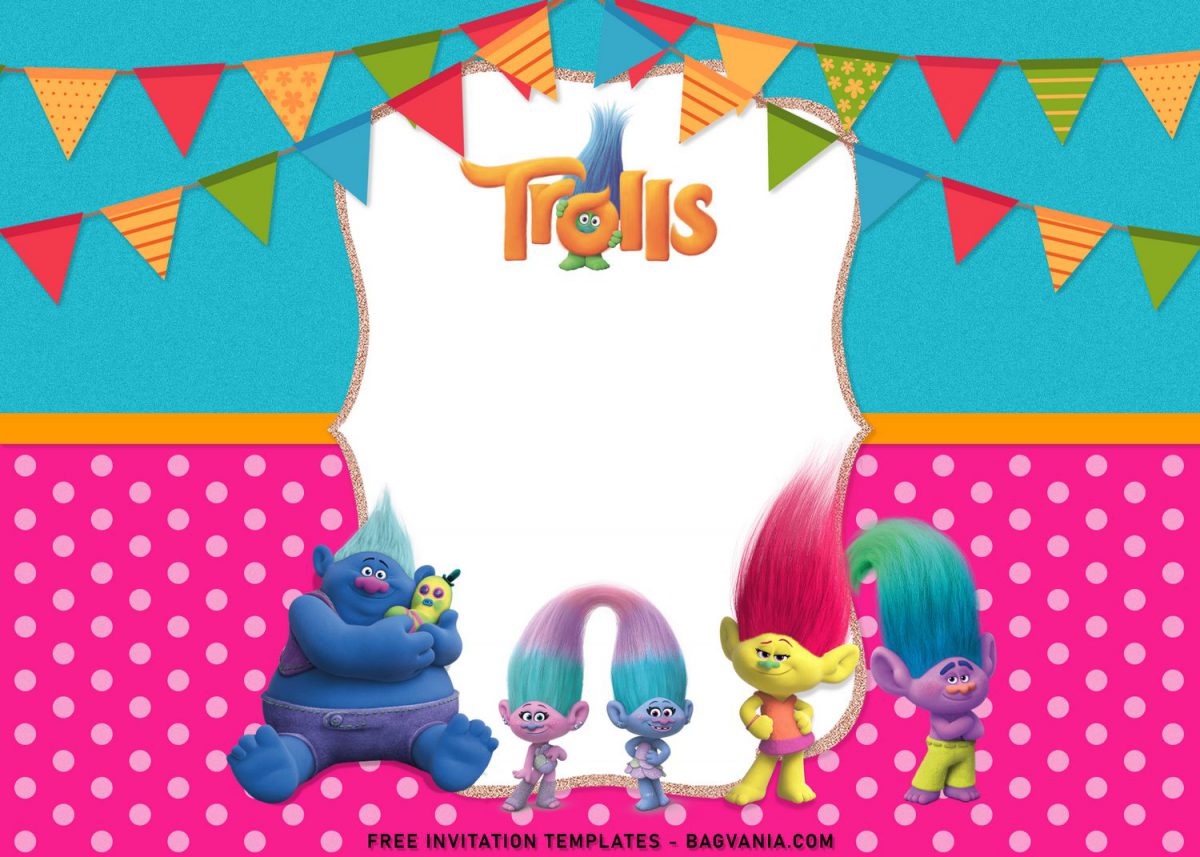 8+ Adorable Trolls Birthday Invitation Templates For Your Kid’s Birthday with biggie