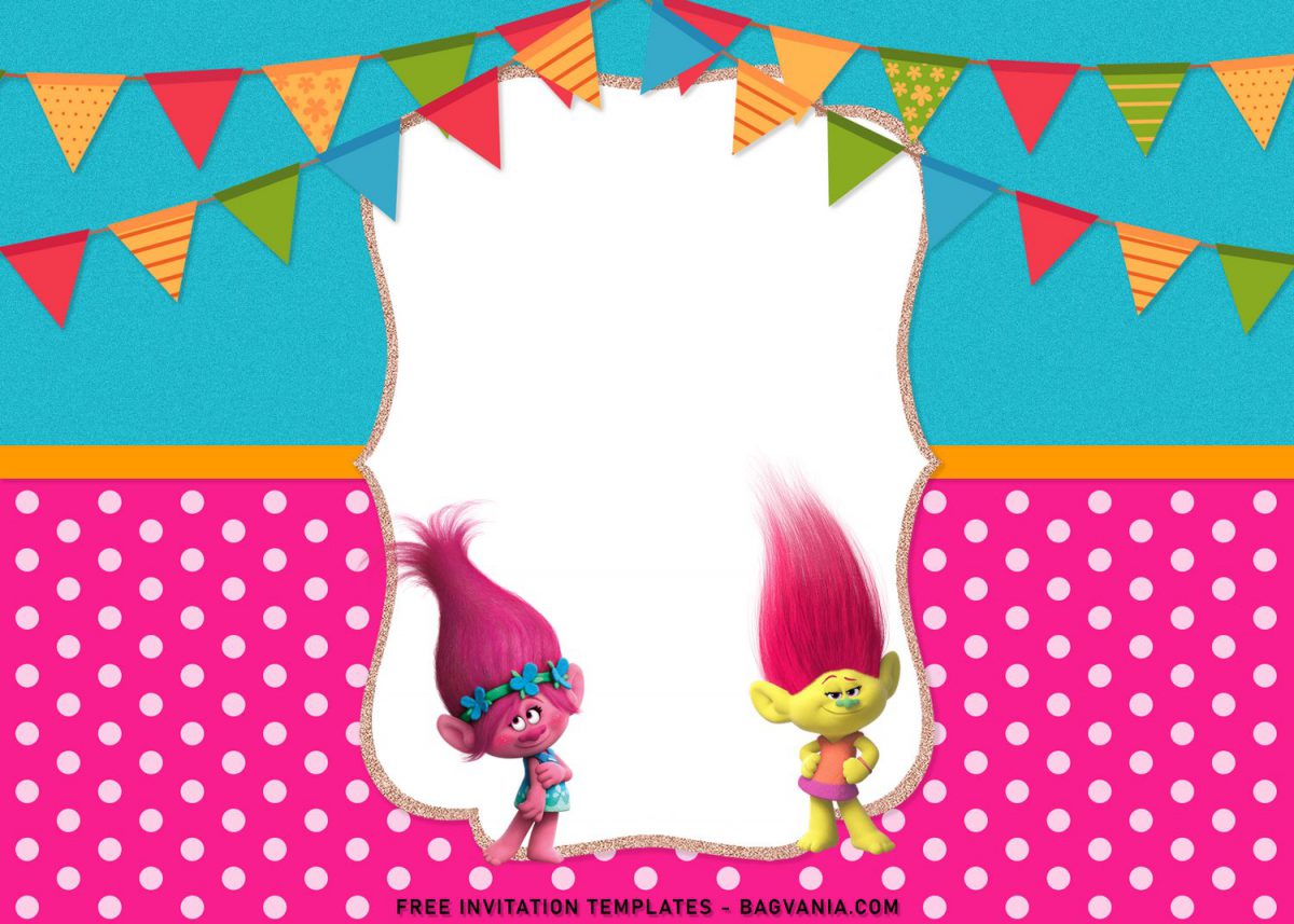 8+ Adorable Trolls Birthday Invitation Templates For Your Kid’s Birthday with cute poppy