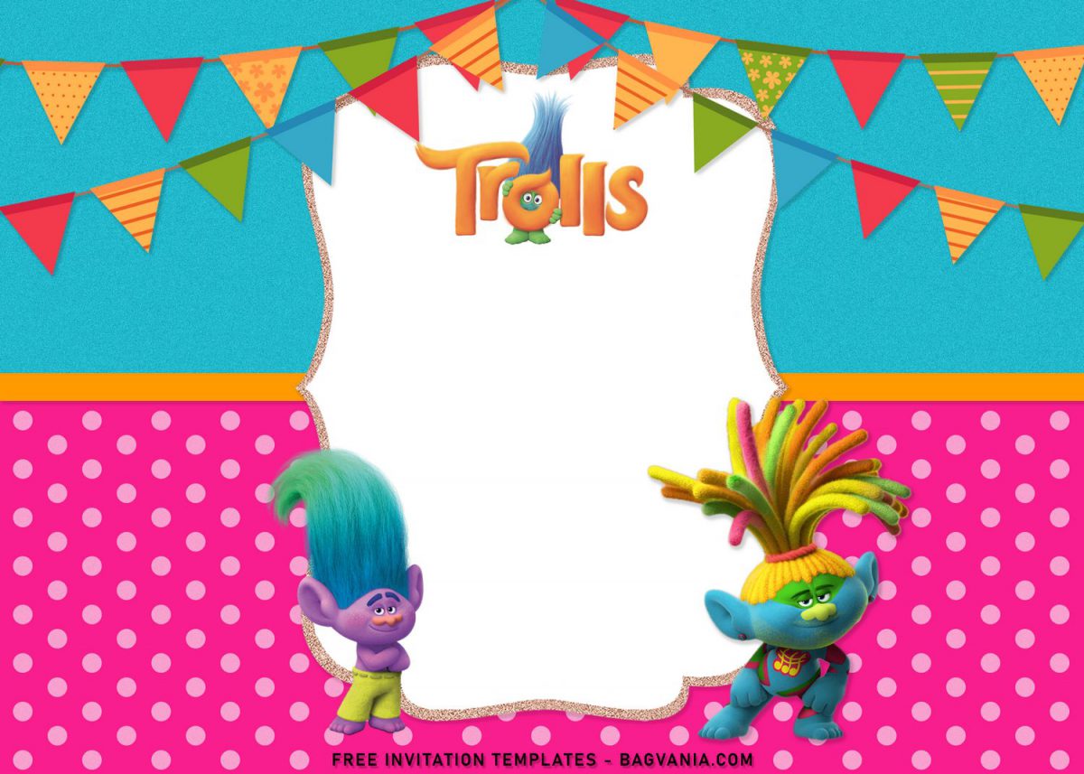8+ Adorable Trolls Birthday Invitation Templates For Your Kid’s Birthday with cute mandy