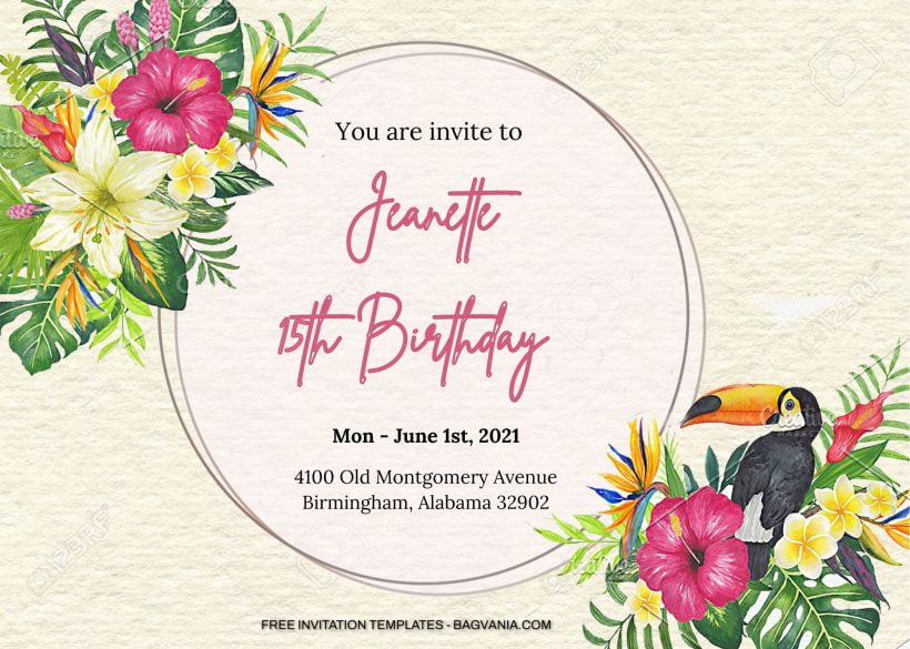 9+ Tropical Classic Floral For Birthday Invitation Templates