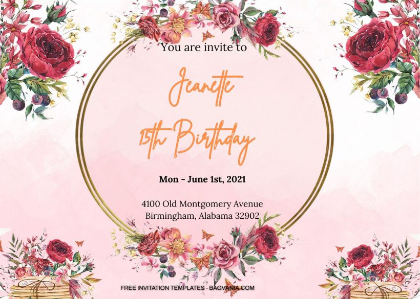 11+ Academia Scarlet Floral Birthday Invitation Templates