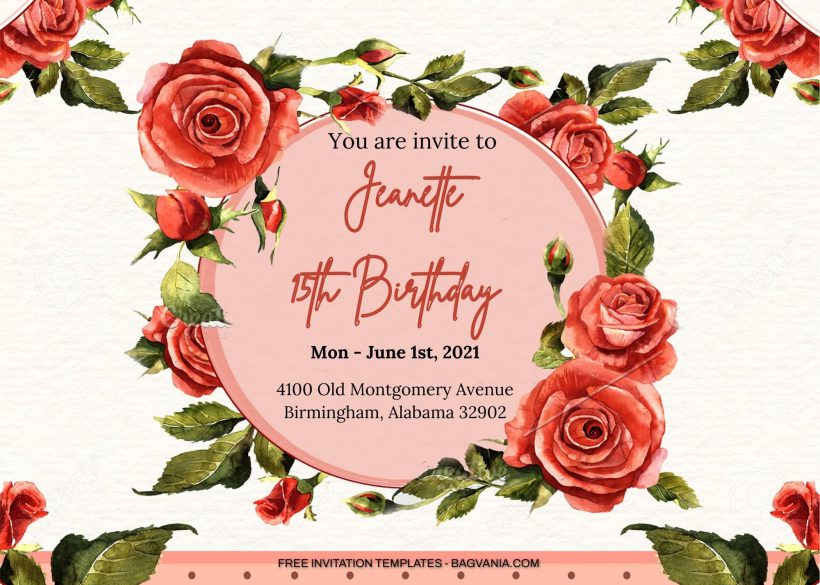 10+ Red Roses Crown Birthday Invitation Templates