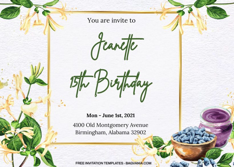 9+ Honey Blueberry Floral Birthday Invitation Templates