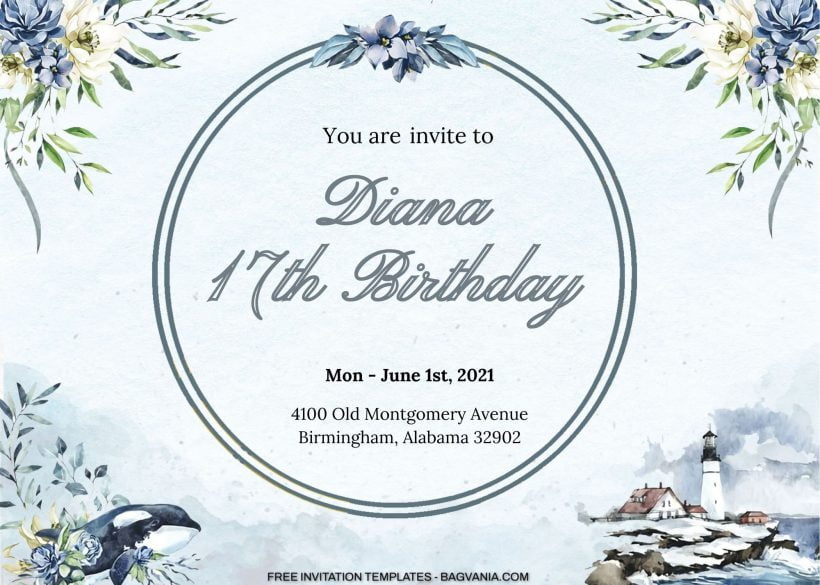 7+ Oceania Blue Floral Birthday Invitation Templates 