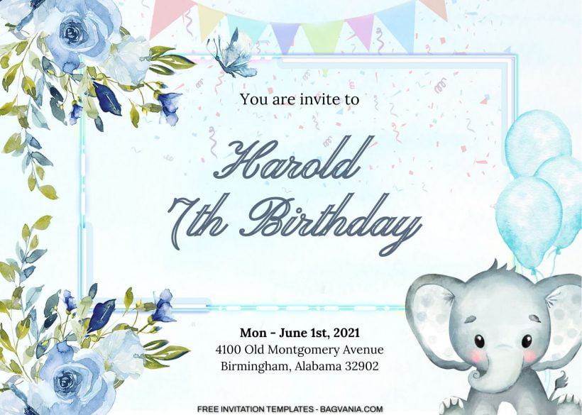 7+ Baby Blue Cute Elephant Birthday Invitation Templates