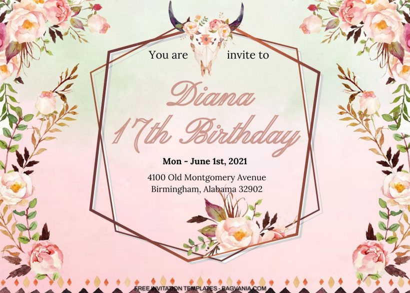 8+ Tribe Watercolor Floral Birthday Invitation Templates