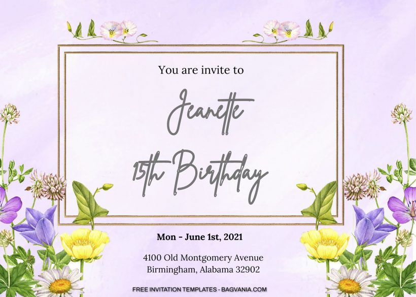 7+ Blue And Yellow Botanical Floral Birthday Invitation Templates