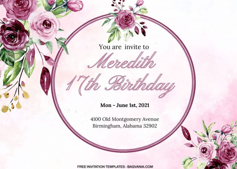 10+ Watercolor Roses Floral Birthday Invitation Templates 