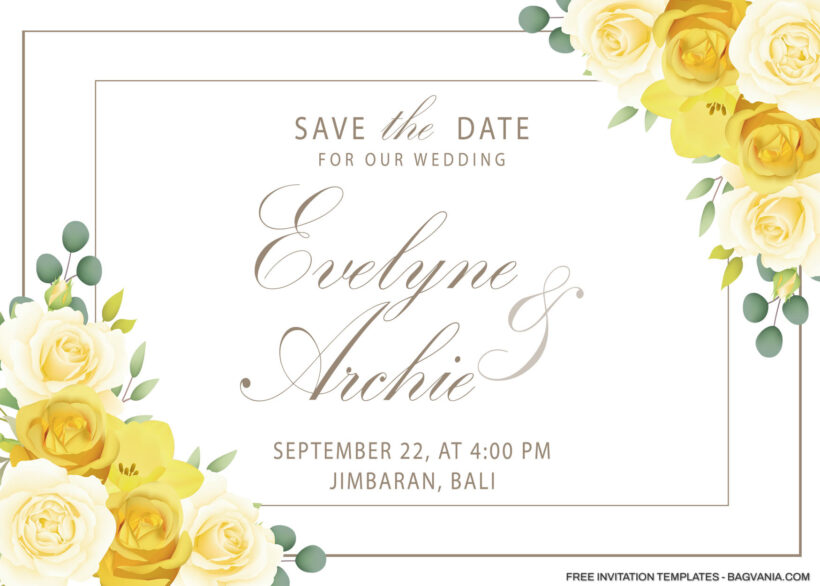 10+ Soft Yellow And Pink Roses Floral Invitation Templates