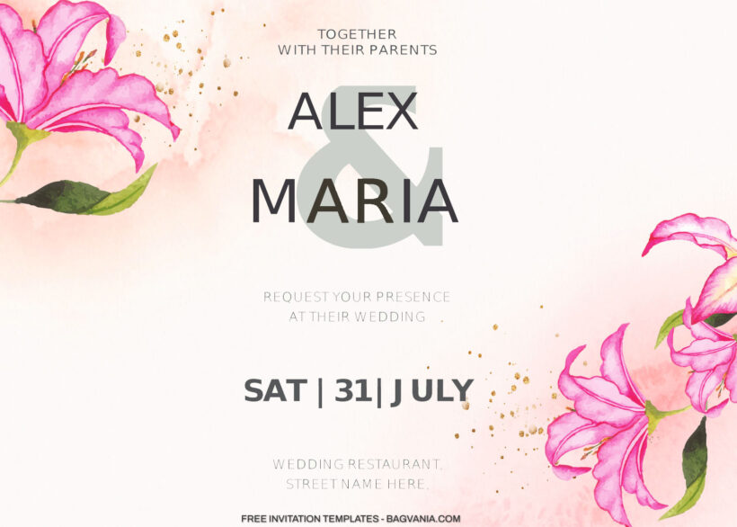 7+ Romance Pink Lilies Floral For Invitation Templates