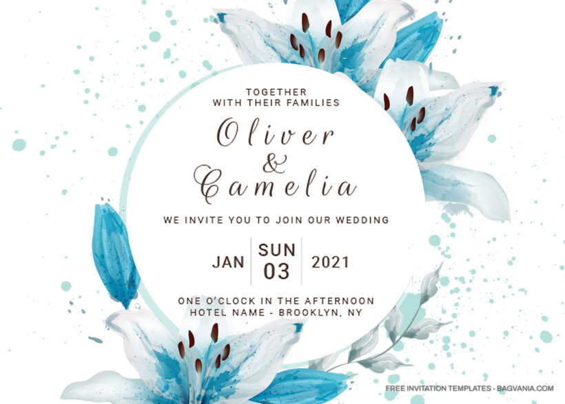 8+ Blue Lily Watercolor Floral Invitation Templates