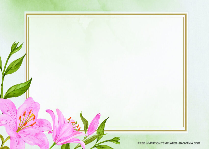 9+ Pretty Green With Pink Lilies Floral Invitation Templates