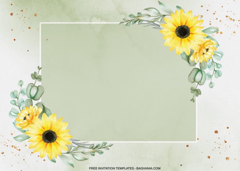 10+ Pastel Green With Sunflower Floral Invitation Templates