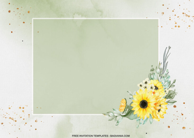 10+ Pastel Green With Sunflower Floral Invitation Templates
