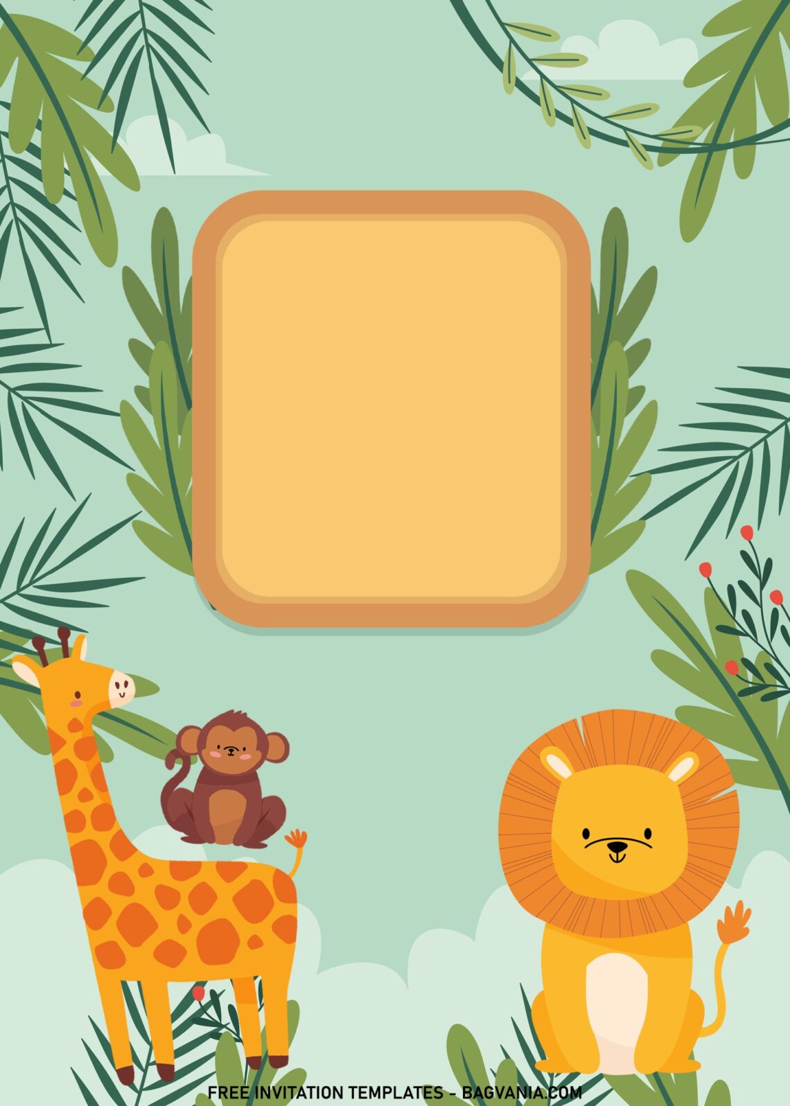 11+ Cute Safari Baby Animals Birthday Invitation Templates For Your ...