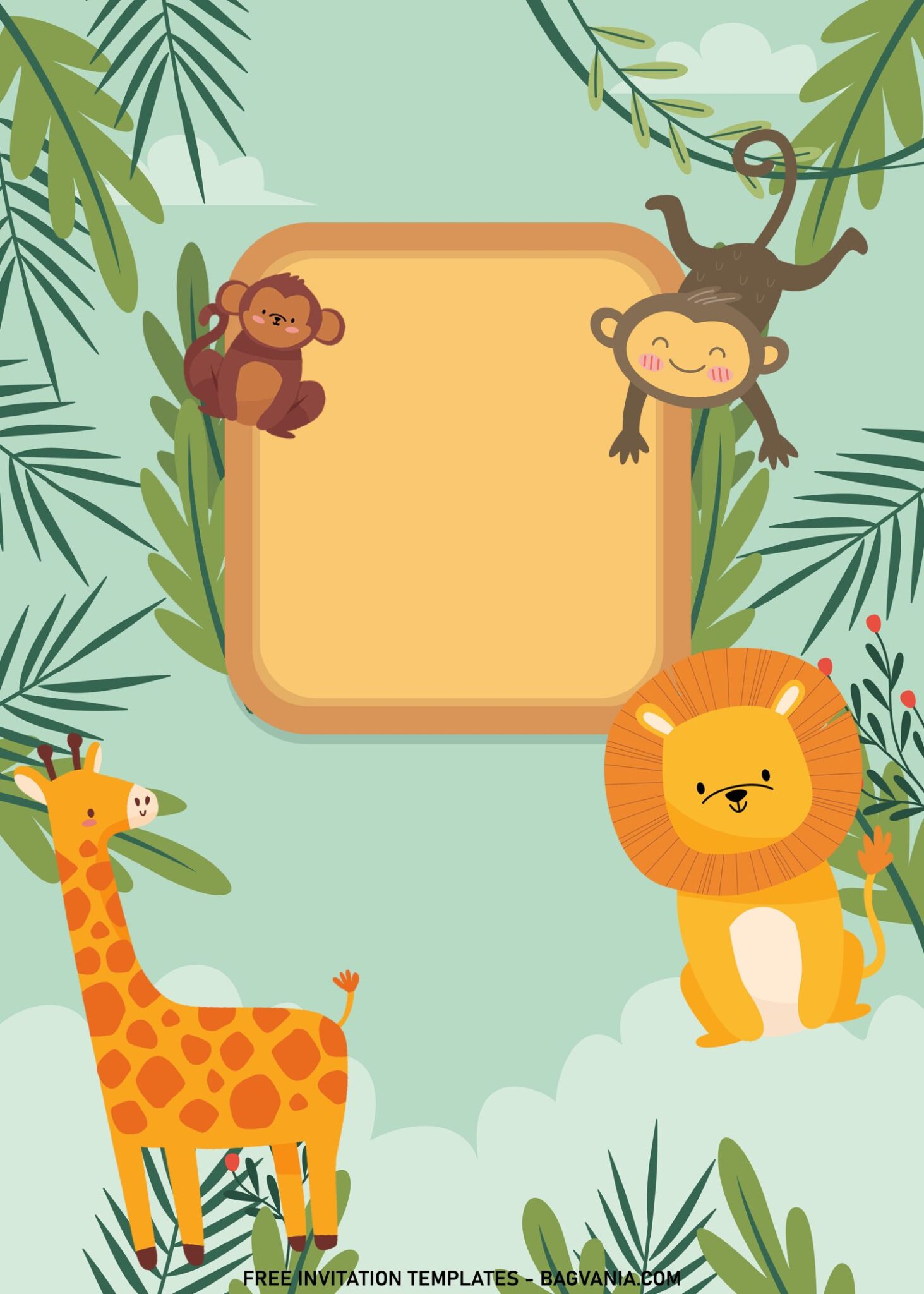 11+ Cute Safari Baby Animals Birthday Invitation Templates For Your ...