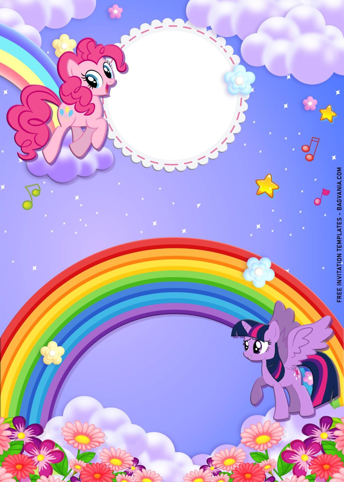 9+ Rainbow My Little Pony Birthday Invitation Templates with Photo frame