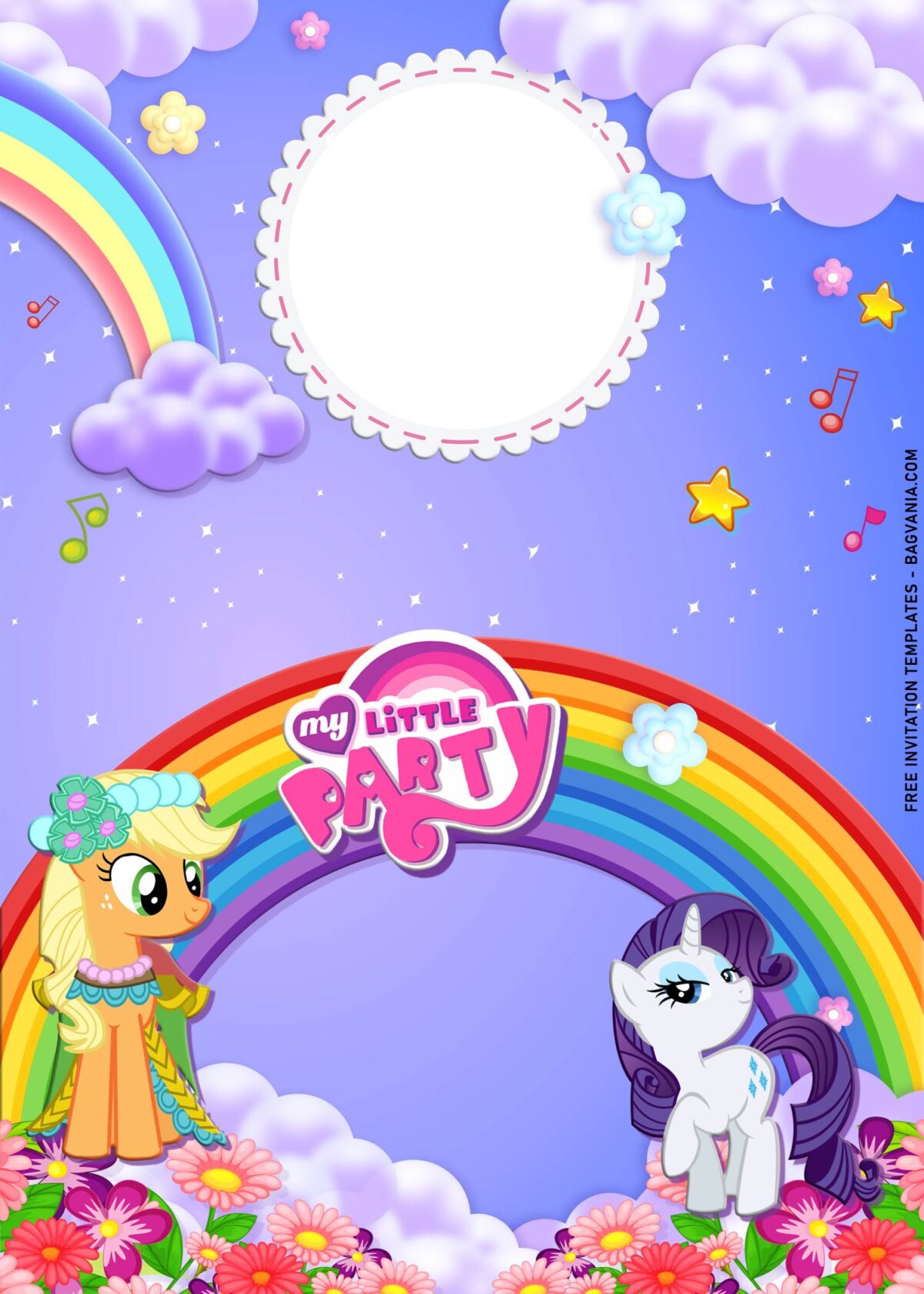10+ Sparkling Glitter My Little Pony Birthday Invitation Templates with Rainbows