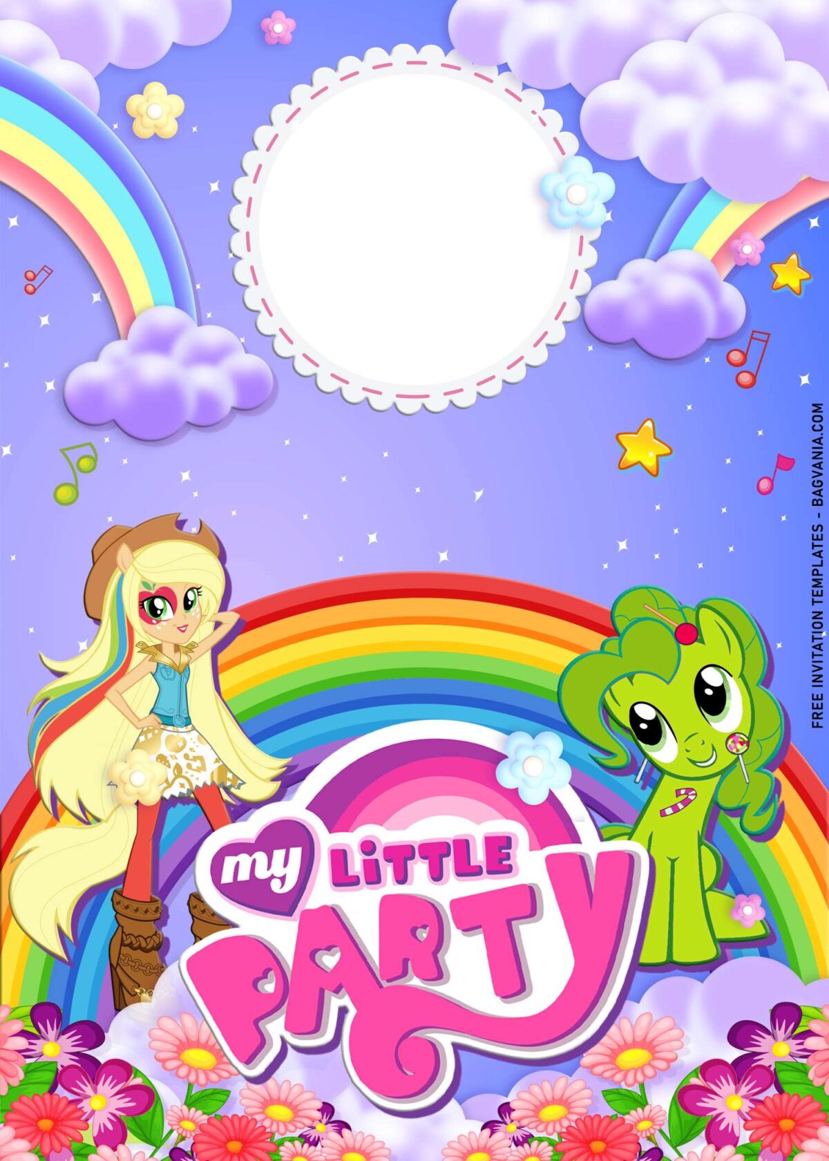 10+ Sparkling Glitter My Little Pony Birthday Invitation Templates with Rainbow Dash