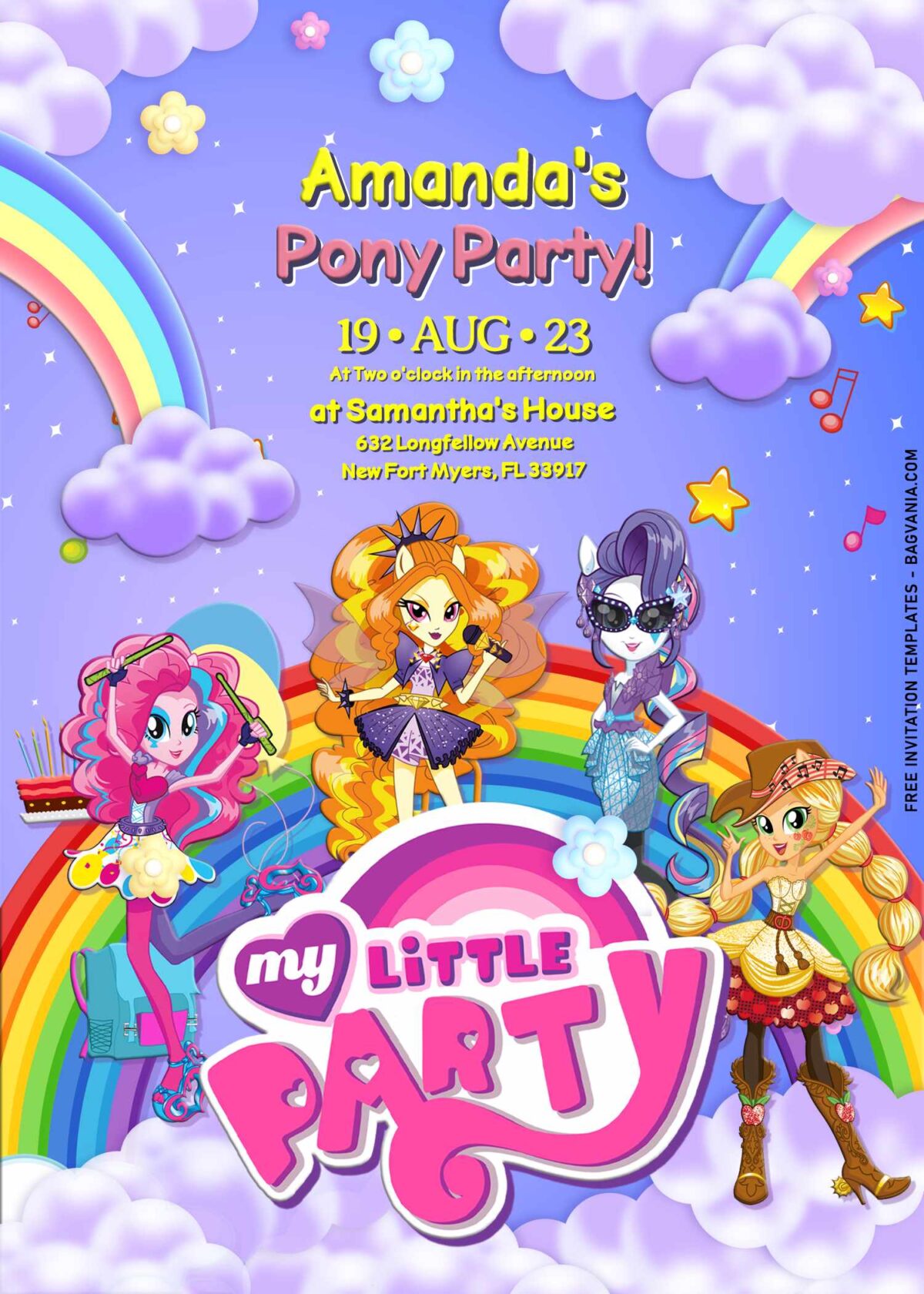 10+ Sparkling Glitter My Little Pony Birthday Invitation Templates