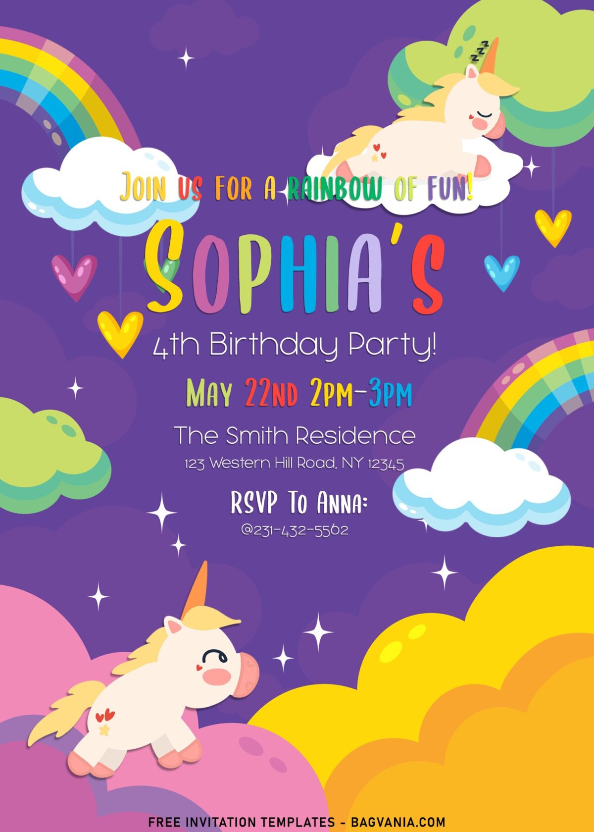 11+ Magical Rainbow Unicorn Birthday Invitation Templates For Kids Birthday Party