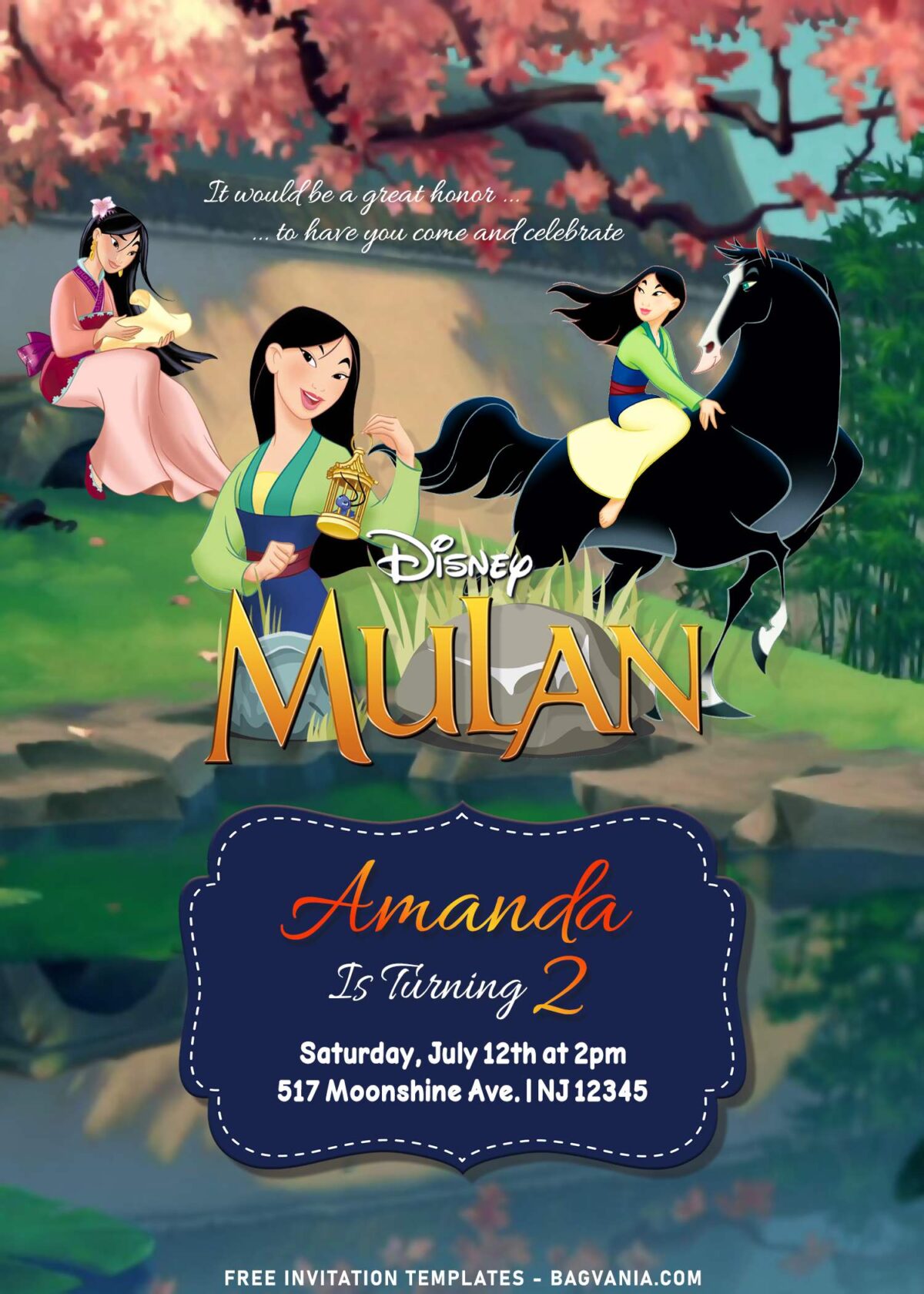 7+ Beautiful Disney Mulan And Mushu Birthday Invitation Templates