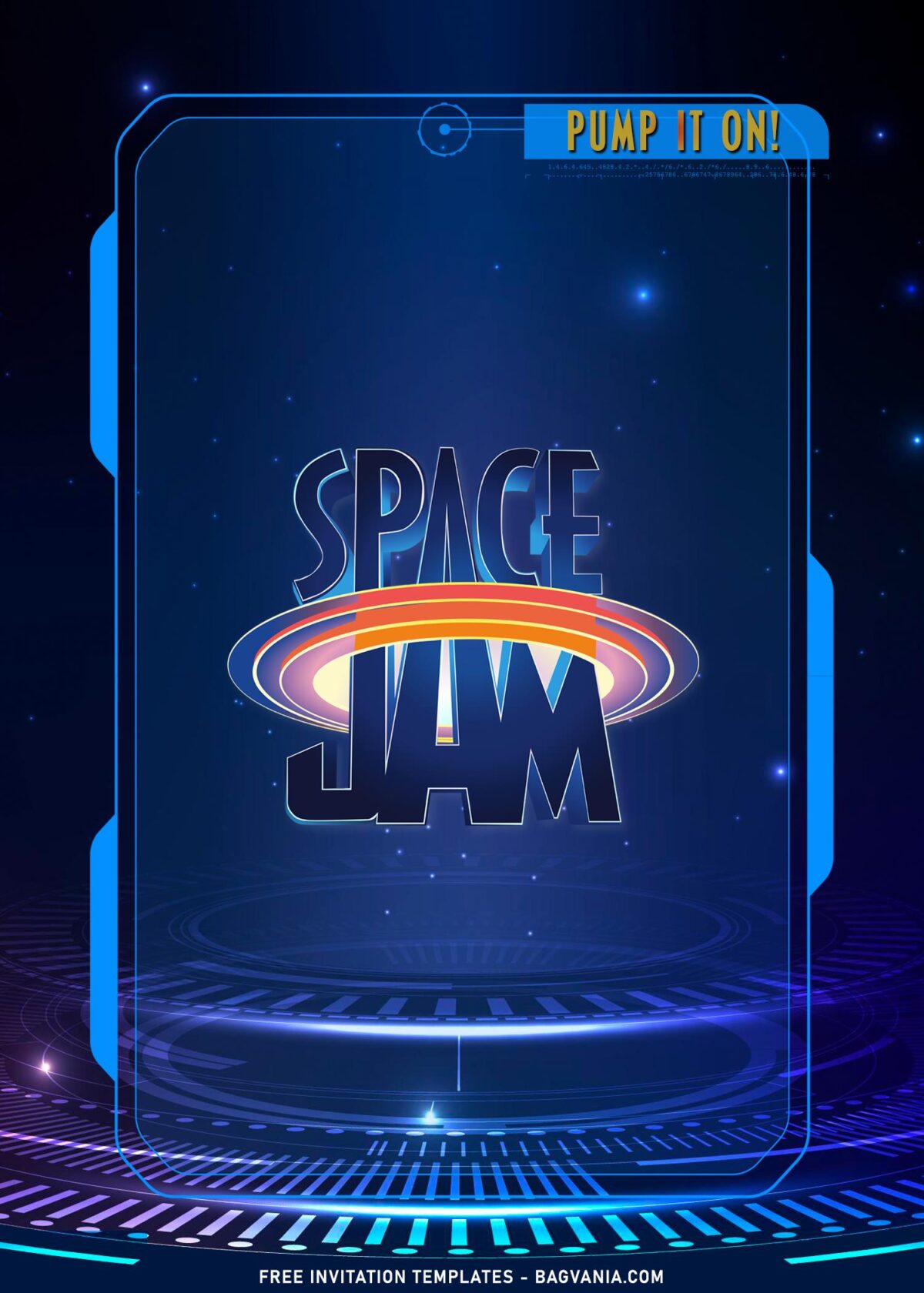 9+ Space Jam Birthday Invitation Templates For Kids Of All Ages with 3d Futuristic background and text box