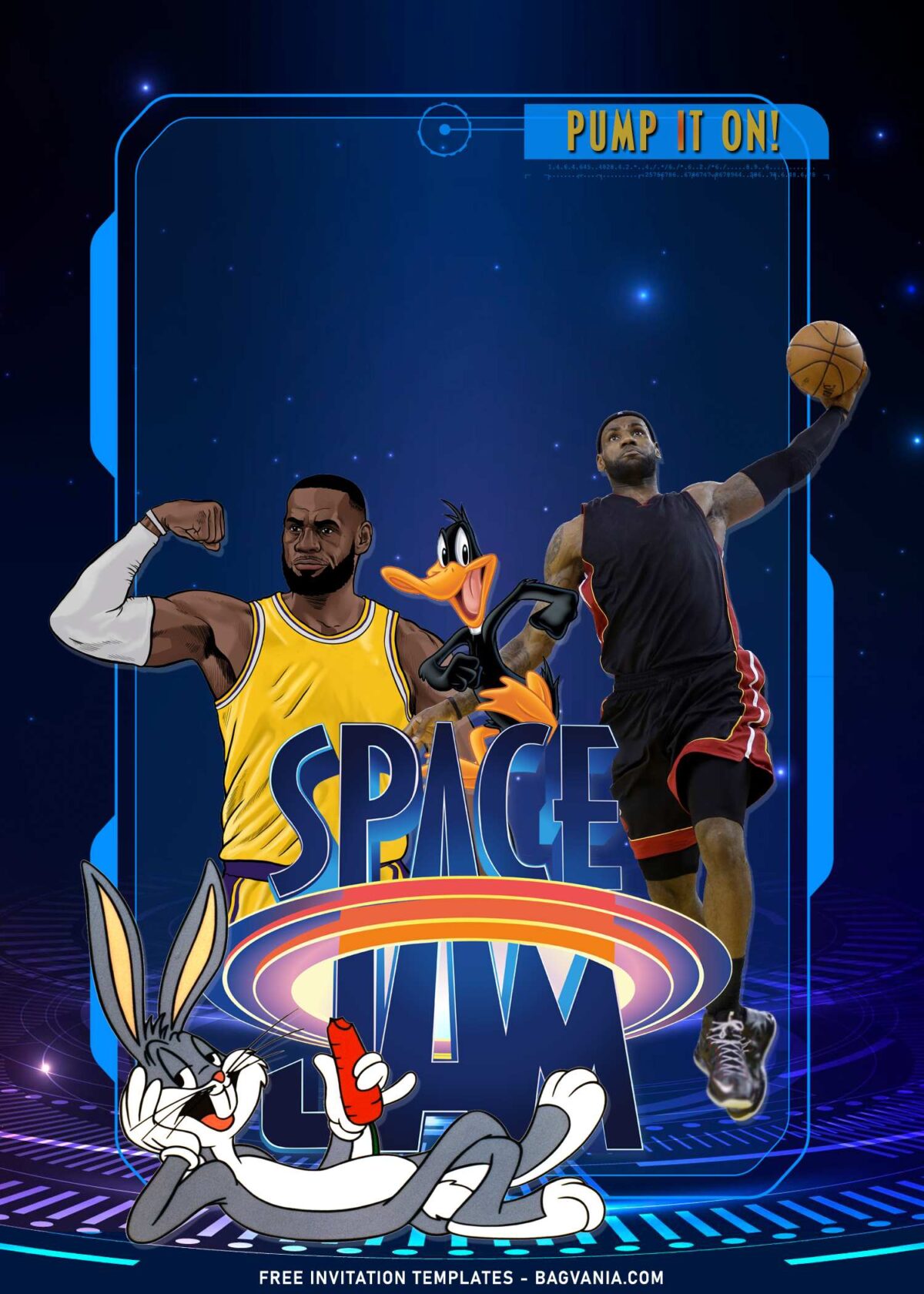 9+ Space Jam Birthday Invitation Templates For Kids Of All Ages with King Lebron James