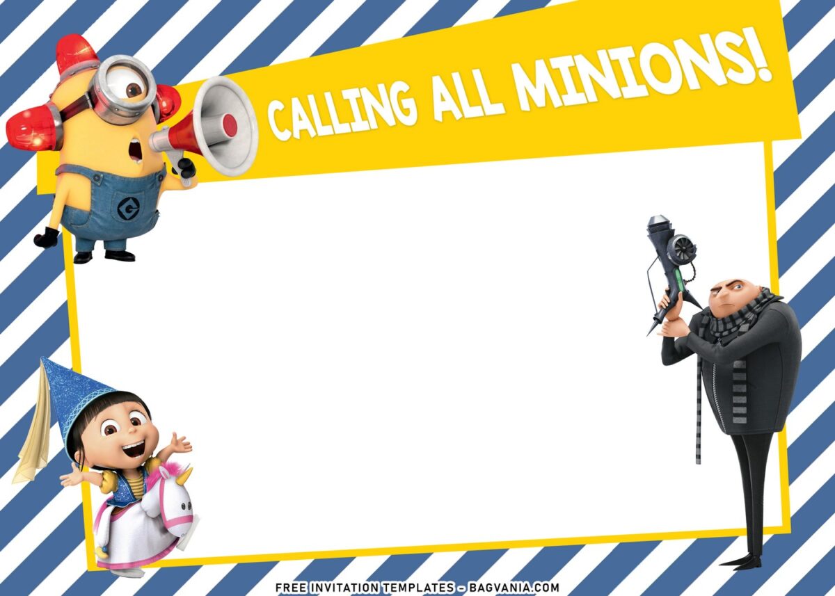 8+ Cute Minion Birthday Invitation Templates Perfect For Your Kid’s Birthday with Gru and Agnes