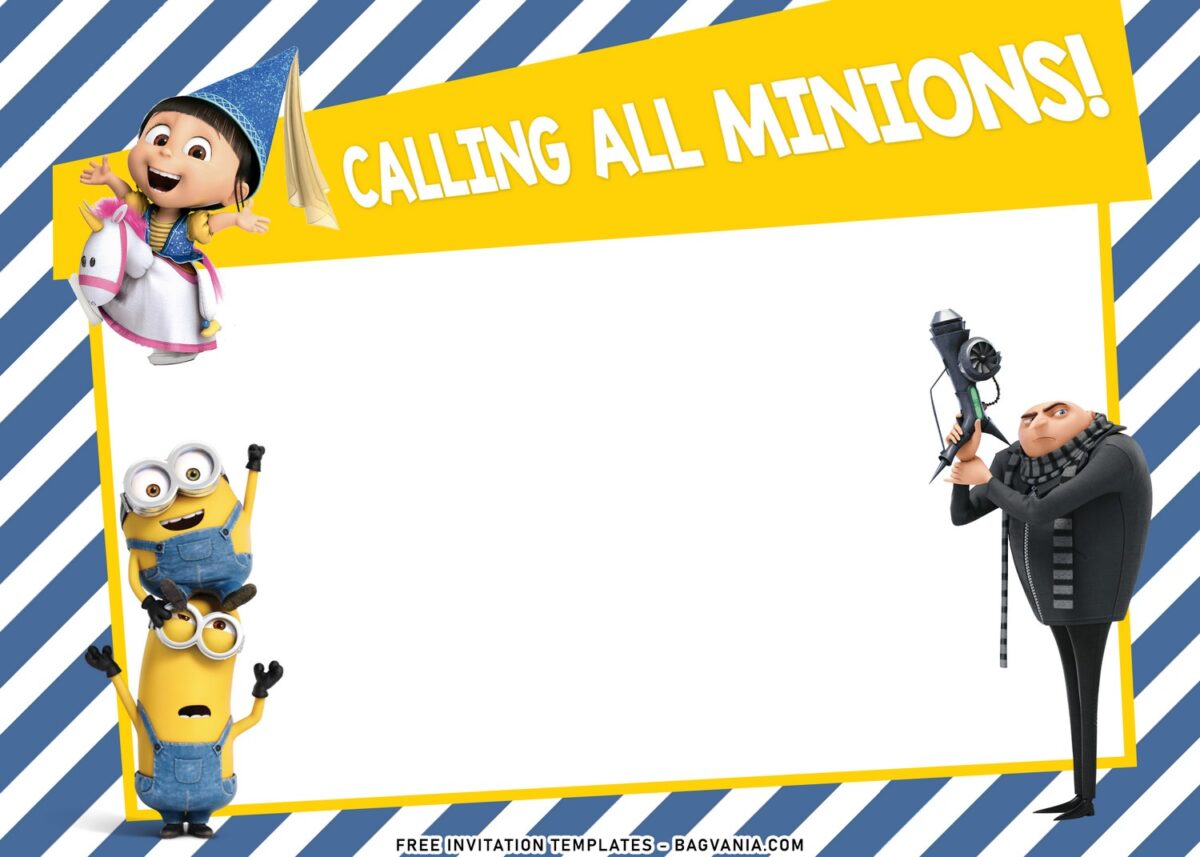 8+ Cute Minion Birthday Invitation Templates Perfect For Your Kid’s Birthday with cute Gru wearing princess dress