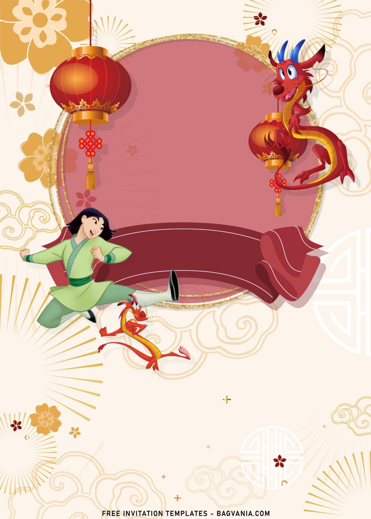 8+ Princess Mulan Birthday Invitation Templates with Mushu the Red Dragon