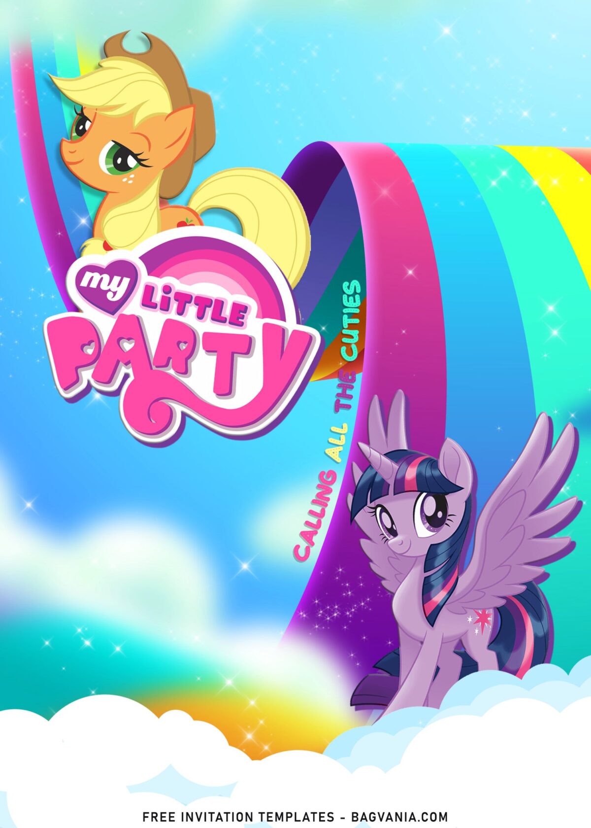 9+ Rainbow My Little Pony Birthday Invitation Templates with 