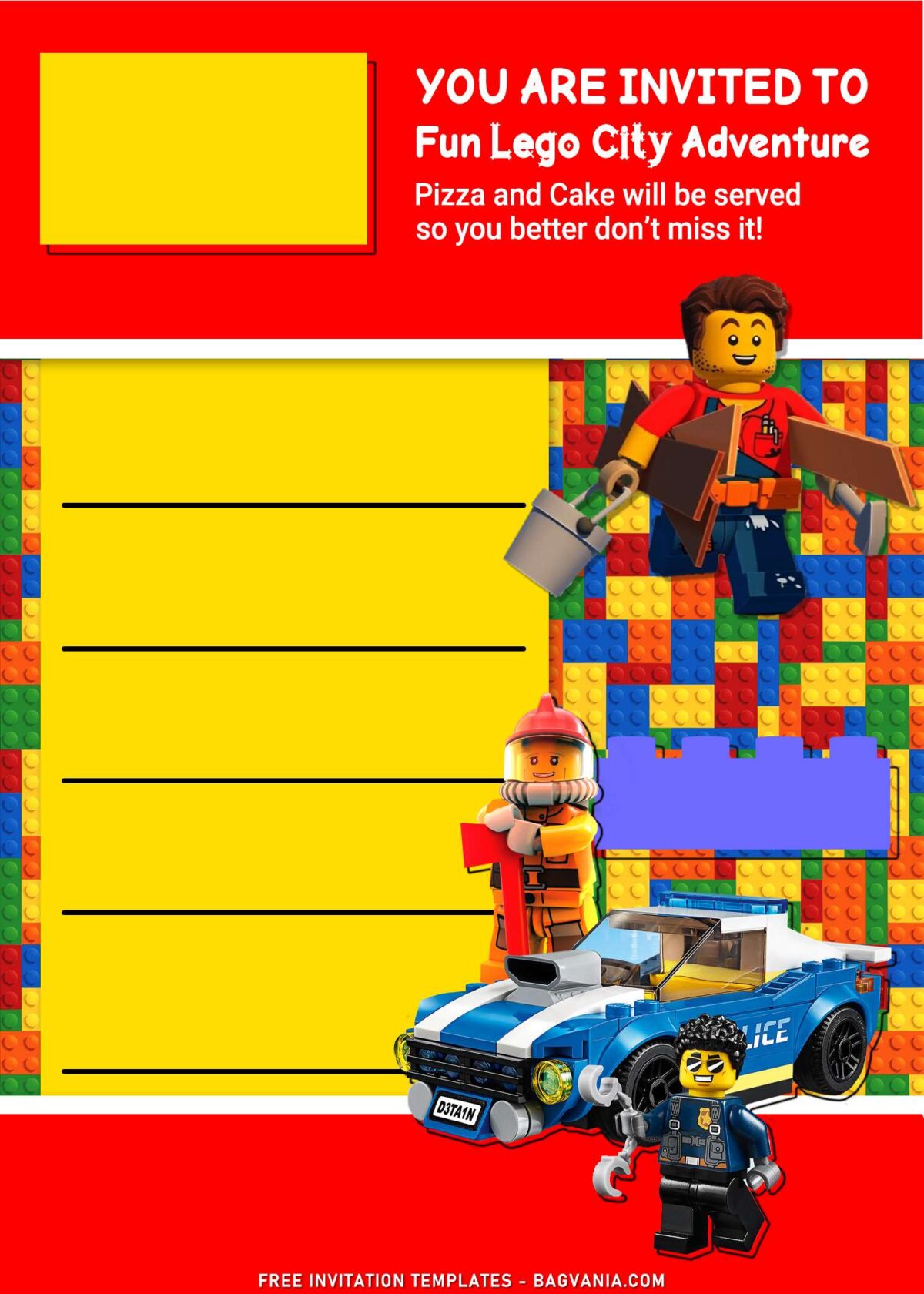 9+ Lego Birthday Invitation Templates For Kids Birthday Party With Awesome Lego Mustang Car