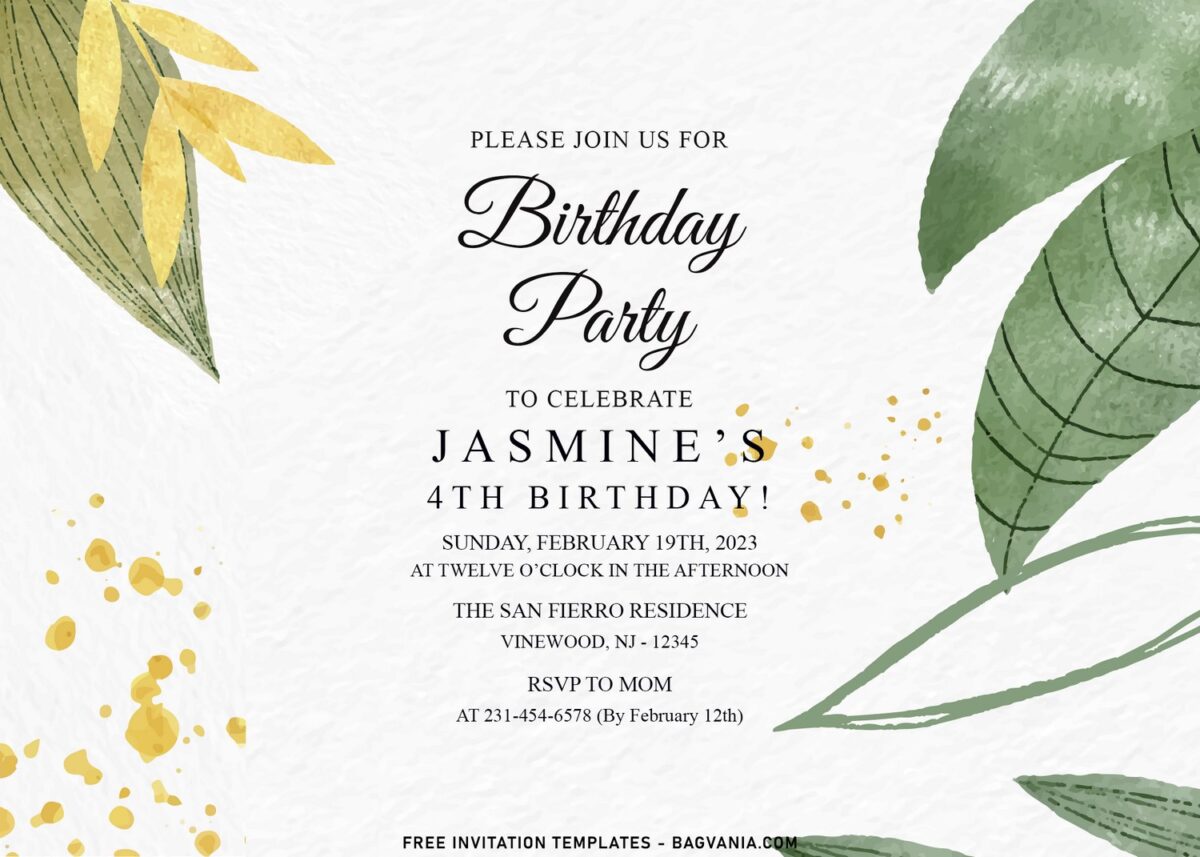 9+ Luxury Greenery Gold Geometric And Sparkles Birthday Invitation Templates