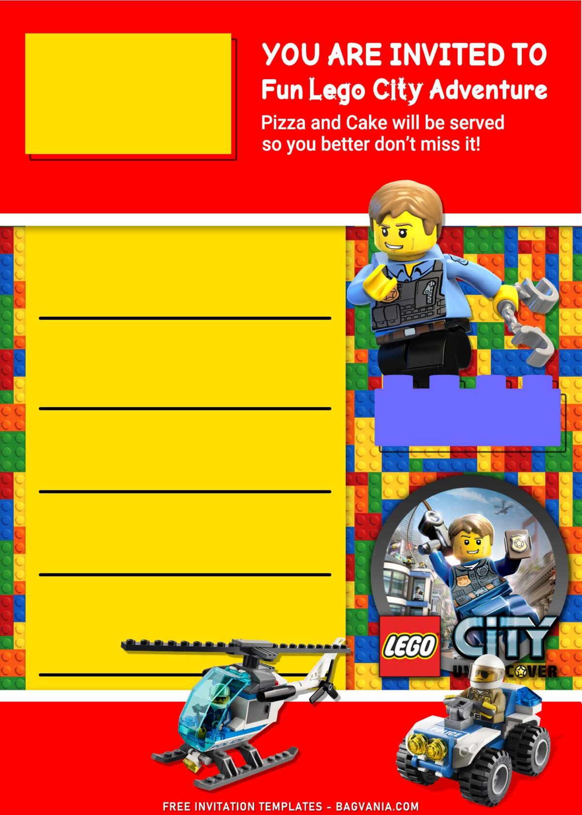 9+ Lego Birthday Invitation Templates For Kids Birthday Party With Lego Helicopter