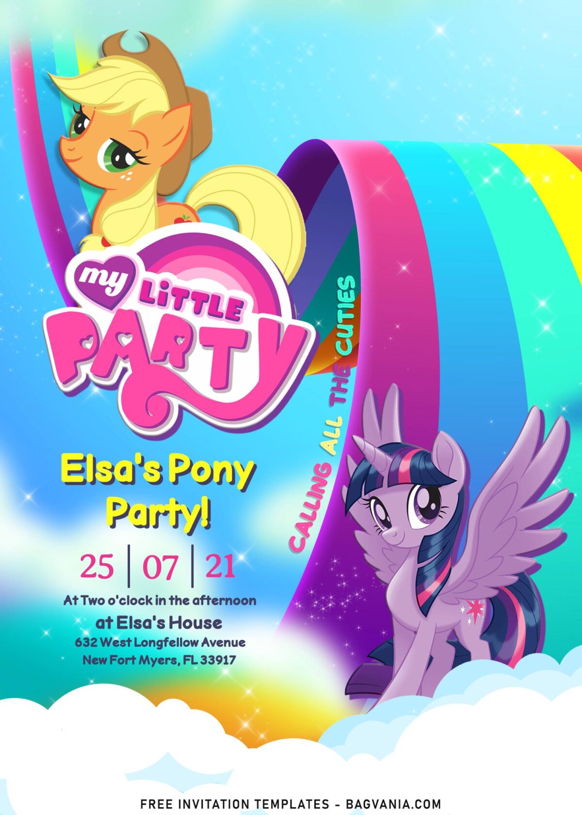9+ Rainbow My Little Pony Birthday Invitation Templates