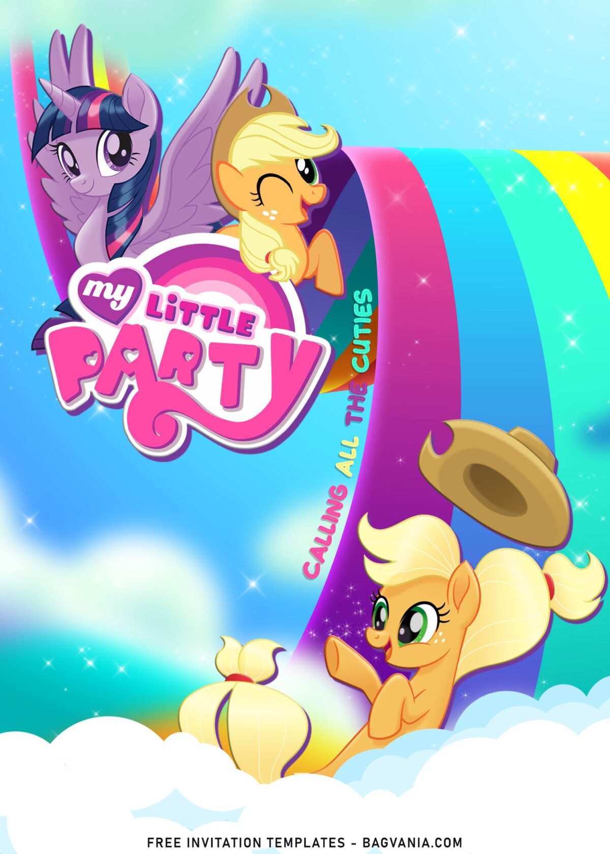 9+ Rainbow My Little Pony Birthday Invitation Templates with Apple Boom