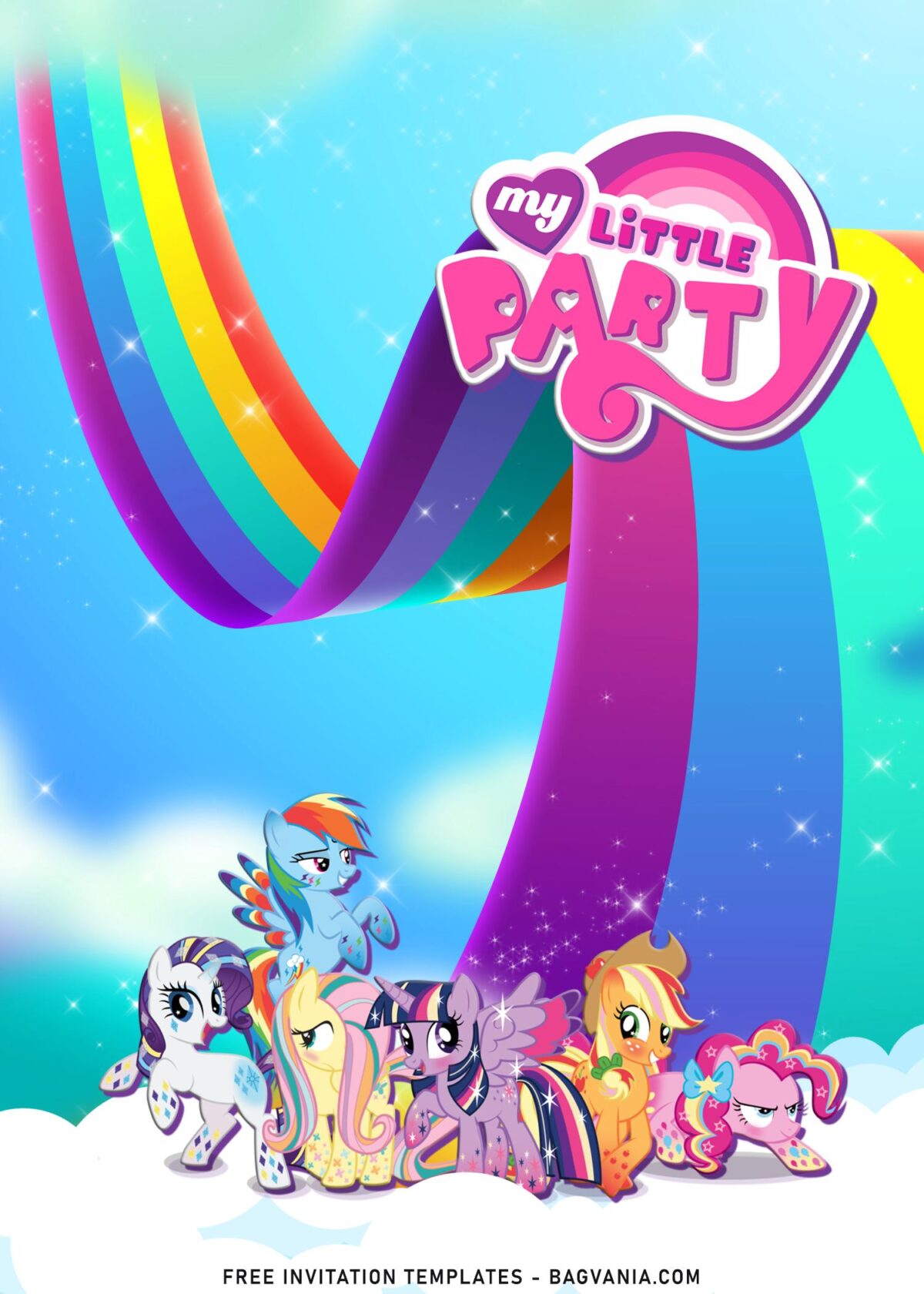 9+ Rainbow My Little Pony Birthday Invitation Templates with Rainbow dash and Fluttershy