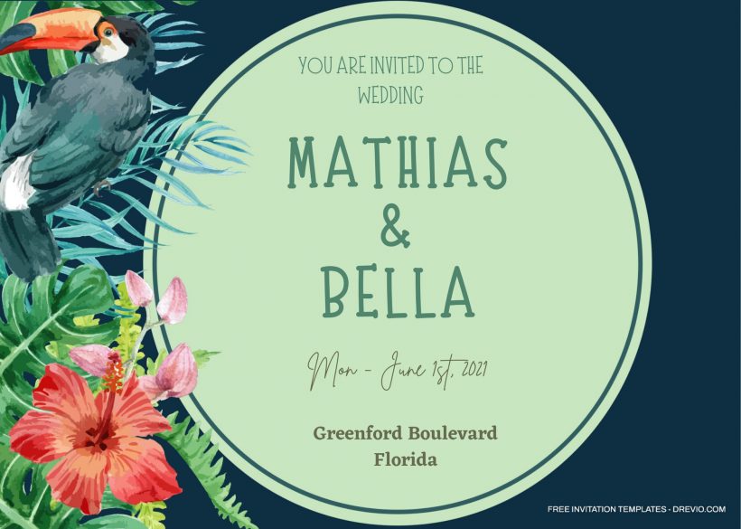 9+ Tropical Hibiscus With Birds Floral Invitation Templates